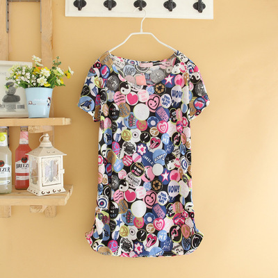 【E-27韓版女裝廠家直銷(xiāo)爆款正價(jià)精品夏裝短袖冰絲花色T恤低價(jià)批發(fā)】?jī)r(jià)格,廠家,圖片,女式T恤,于都縣衣雪紡服裝行-